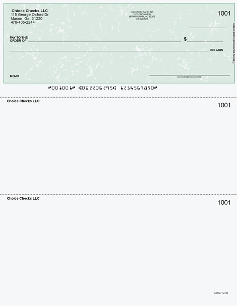 Imprinted Marble Green Business Check on Top - Better Security