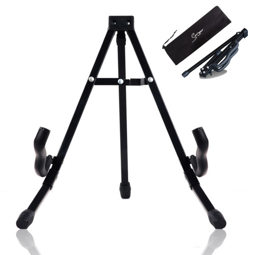 A Frame Folding Guitar Stand Floor Solid Tripod Guitars Stands with 3 Metal Legs Adjustable for Electric Acoustic Guitar Music Stands