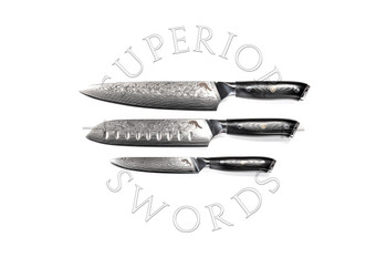 Damascus Chef Knife - 3 Piece Set - Fusion Series Damascus Chef Knife - 3 Piece Set - Fusion Series