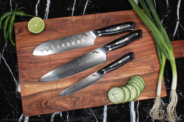 Damascus Chef Knife - 3 Piece Set - Fusion Series