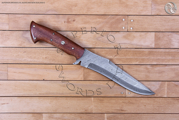 mahogany, handmade, knife, hunting, sticker, blade, damascus, folded, carbon, steel
