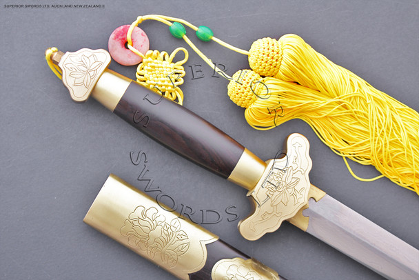 lotus, chinese, dynasty, sword, weapon, tai, chi, martial arts, damascus, handmade, handforged, hand, forged, made, steel, folded, real, cutting, practical, functional, swords,