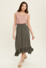 HI-LOW MIDI LINED SKIRT WITH RUFFLE DETAIL