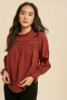 Ruffled Gauze Blouse With Lace Insets