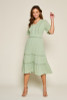 Lace Trim Smocked Tiered Layers Dress Knee Length Dress