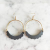 Large Scallop Genuine Leather Arch Earring - Grey