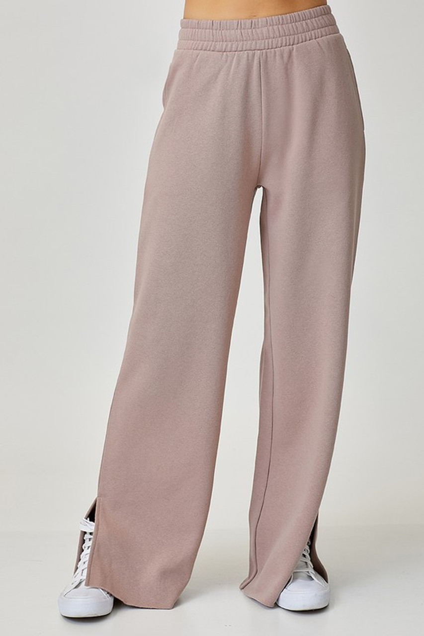 SOFT KNIT WIDE LEG WITH SLIT LOUNGE PANTS