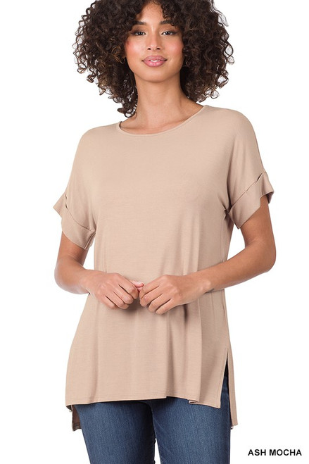 REAL MODAL SHORT SLEEVE BOAT NECK TOP