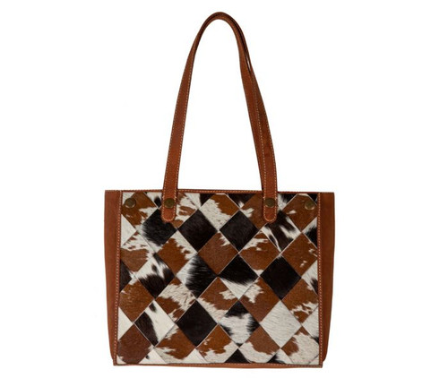 Pecos Rising Weave Pattern Leather & Hairon Bag