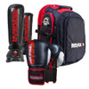 revgear Sentinel Boxing Glove 16oz, Defender Gel Shin Guard Large and Travel Locker XL Bundle 
