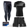 Revgear No Gi Bionic Bundle featuring a black short-sleeve compression shirt, black shorts, and black spats
