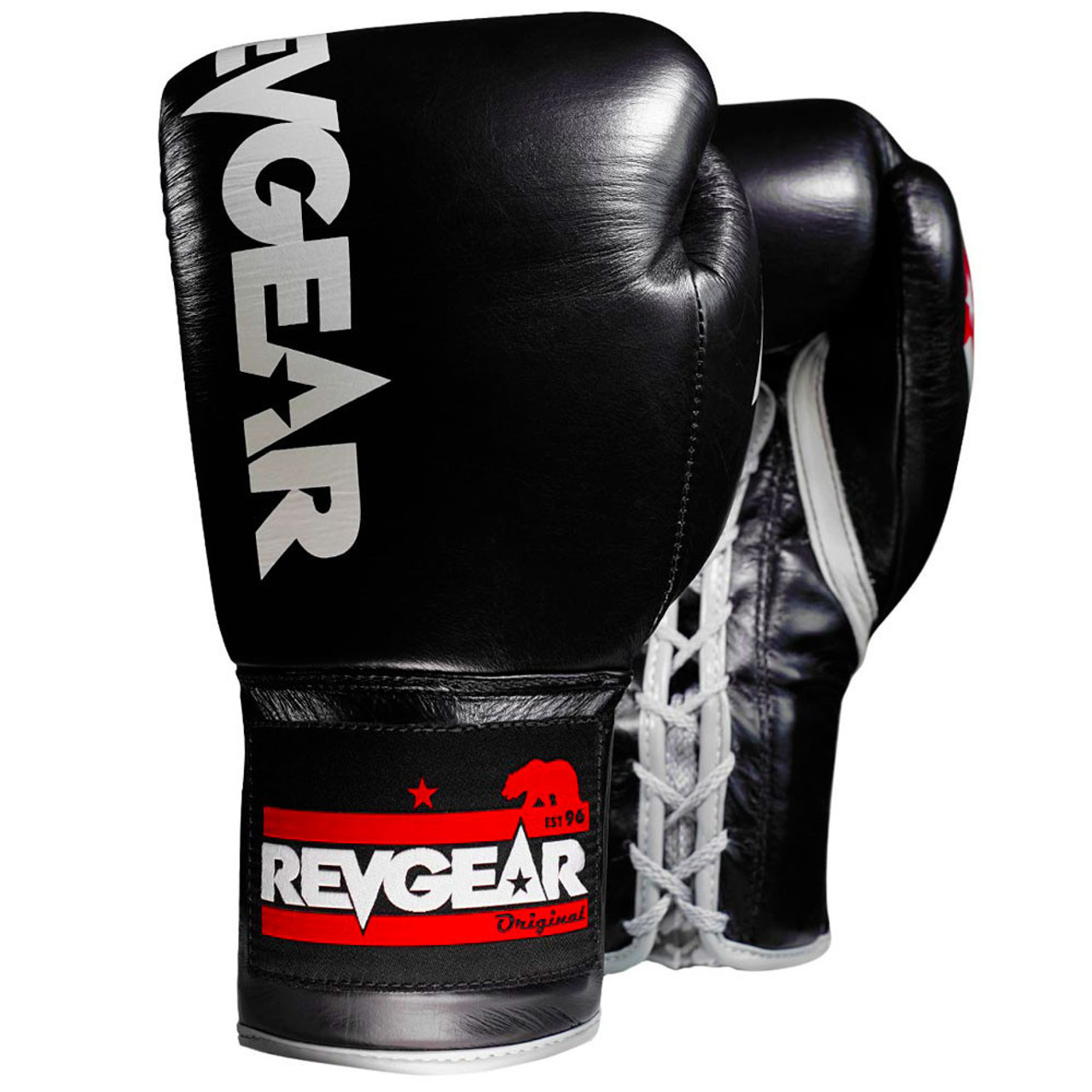 F1 Competitor Lace Boxing Gloves - Black - Revgear.com