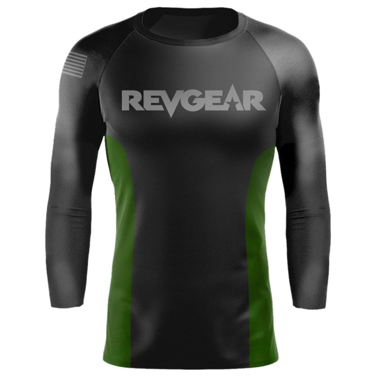BIONIC Compression Shirt - Long Sleeve - Black with Olive Green - Revgear