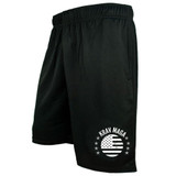 Krav Maga Mesh Performance Shorts by Revgear, shown in a full view, highlighting the mesh fabric and logo