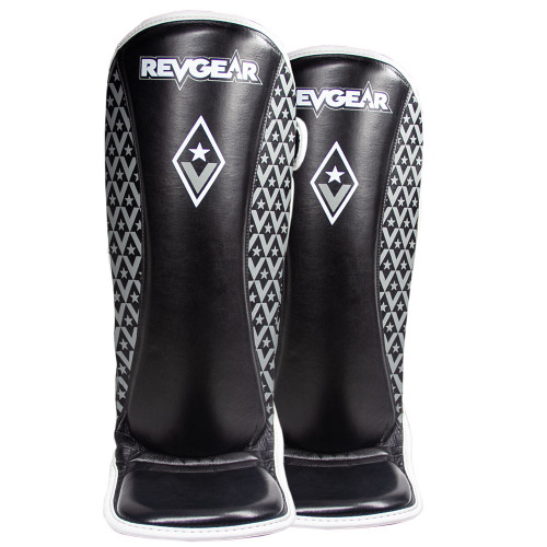 revgear Superlite Light Weight Leather Shin Guards | for Martial Arts and MMA | Black 