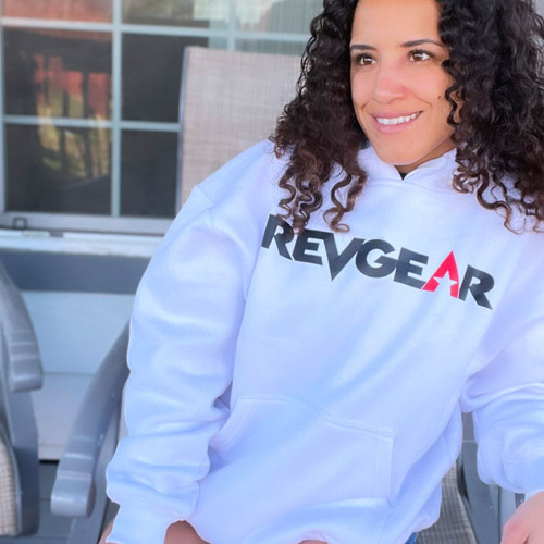 Revgear White Pullover Hoody - Front view showcasing the classic design and subtle branding.