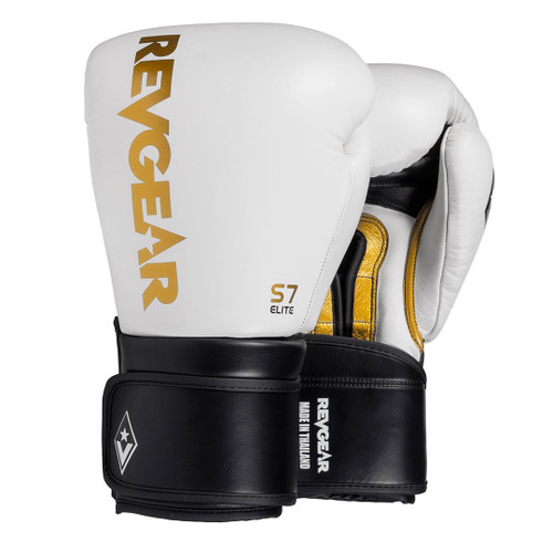 Revgear S7 Leather Sparring Gloves - Hook and Loop White/Black