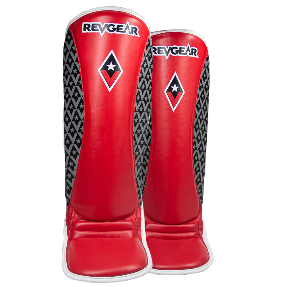 Image of Superlite Light Weight Leather Shin Guards | for Martial Arts and MMA | Red
