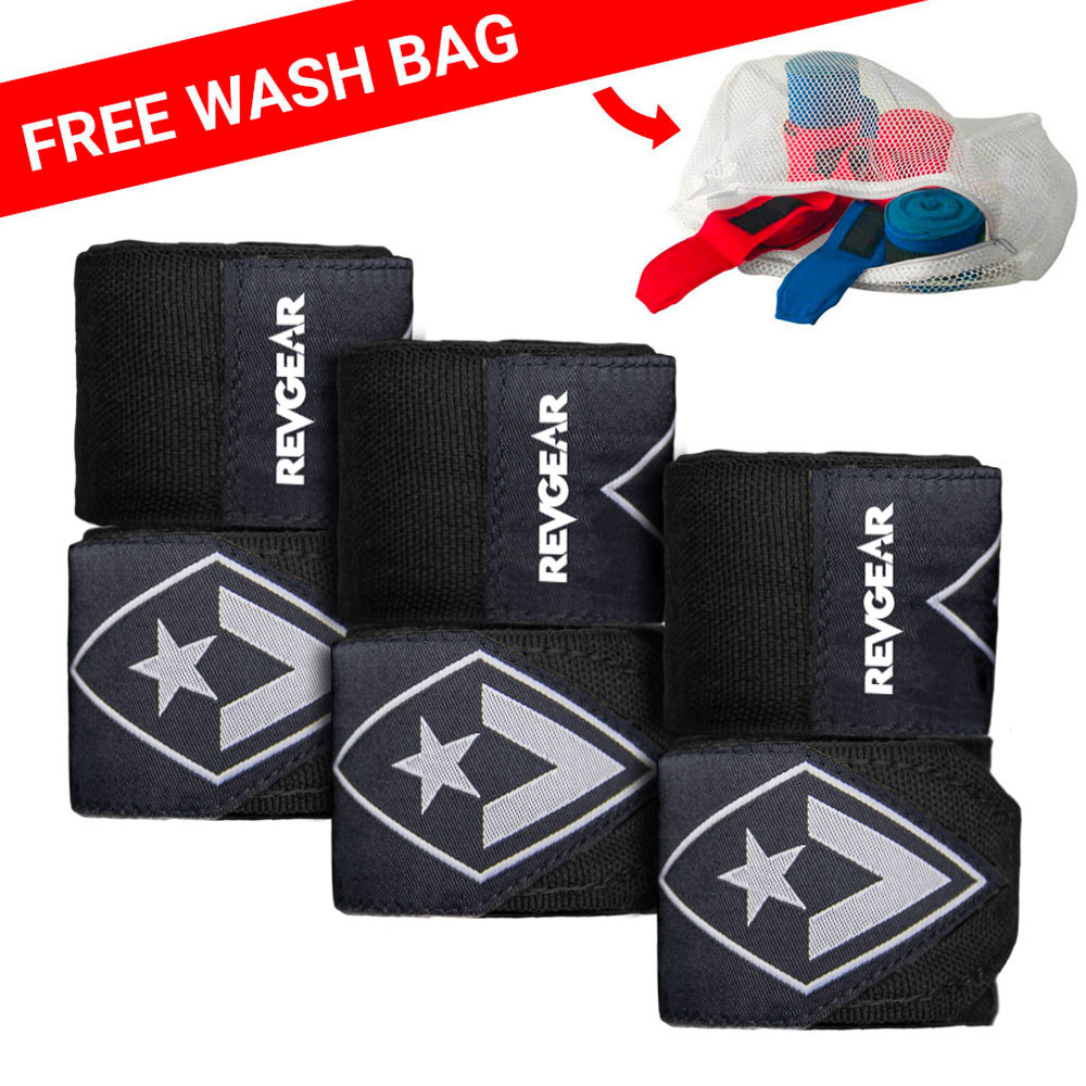 Image of Hand Wrap 180" 3 Pack Bundle with Free Wash Bag - Black