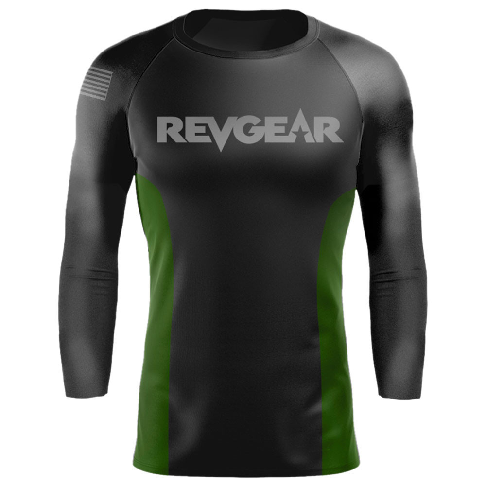 Image of BIONIC  Compression Shirt - Long Sleeve - Black with Olive Green