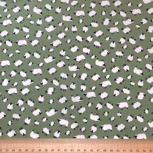 Rose and Hubble Sheep on Sage Green Scale
