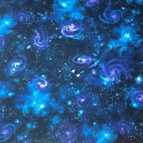 Robert Kaufman Stargazers Nightfall Galaxies and Stars - 100% cotton fabric - Close Up