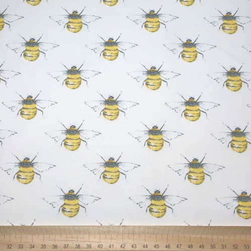 Rose and Hubble - 100% Cotton Poplin - Bees on Ivory Scale 