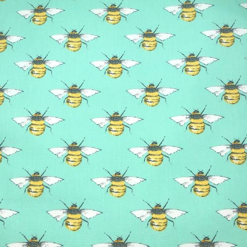 Rose and Hubble - 100% Cotton Poplin - Bees on Meadow Green Close Up