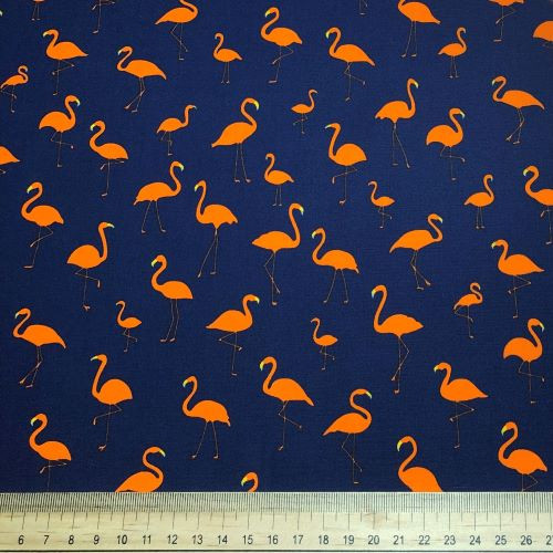 Rose and Hubble - 100% Cotton Poplin -  Flamingos on Navy Scale