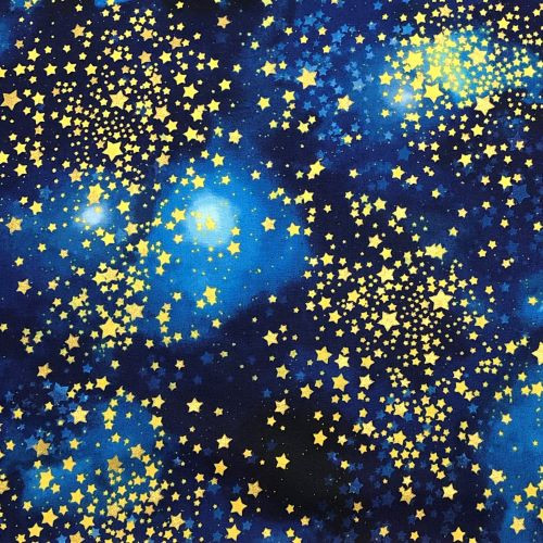 Robert Kaufman Stargazers Stratosphere Stars with Metallic Detail - 100% cotton fabric - Close Up