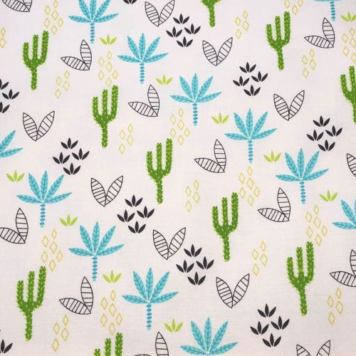 Cactus, Leaf and Palm Print - 100% cotton fabric - Close Up