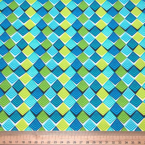Geometric Multicolour Diamonds - 100% cotton fabric - Scale