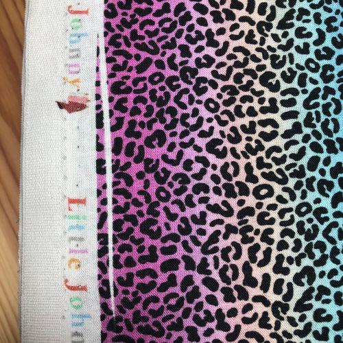 Little Johnny Vertical Rainbow Stripes and Leopard Digital Print - 100% cotton fabric extra wide