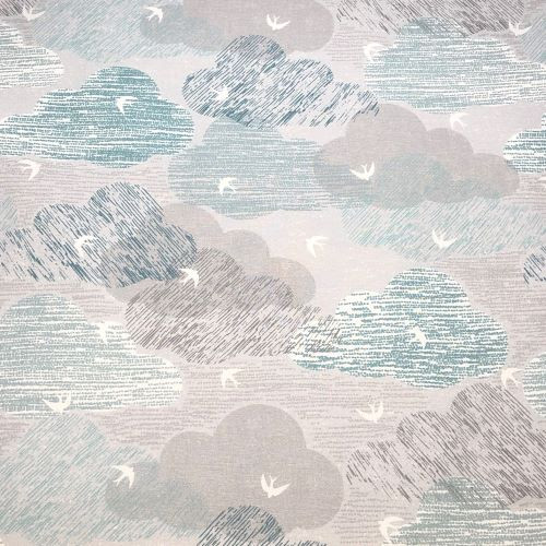 Dashwood Elements - Birds in a cloudy grey sky - 100% cotton fabric - Close Up