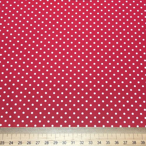 Rose and Hubble  Micro Polka Dots on Red - 100% Cotton Poplin - Scale