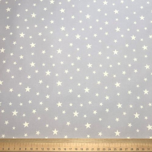 Rose and Hubble - 100% Cotton Poplin -  Scattered Stars on Light Grey Scale