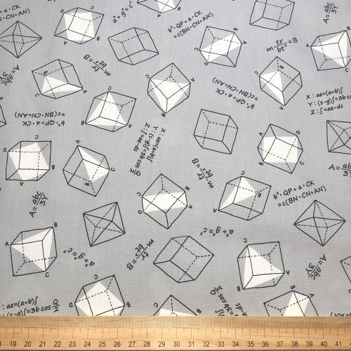 Sevenberry Musings - Geometry on Grey - 100% cotton poplin fabric - Scale