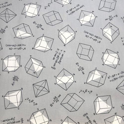 Sevenberry Musings - Geometry on Grey - 100% cotton poplin fabric - Close Up