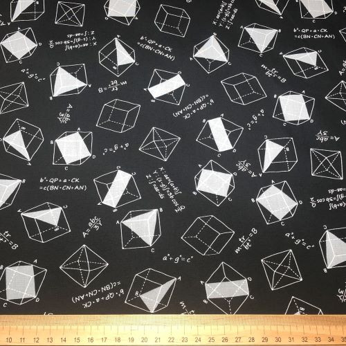 Sevenberry Musings - Geometry on Black - 100% cotton poplin fabric - Scale