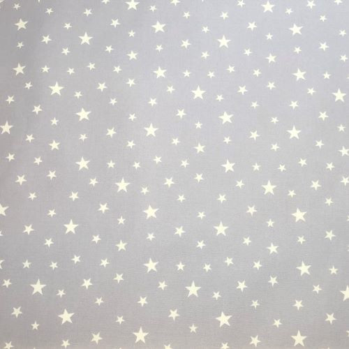 Rose and Hubble - 100% Cotton Poplin -  Scattered Stars on Light Grey Close Up
