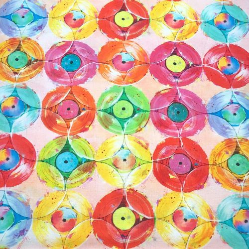 Three Wishes Rhythm and Hues Multicolour Records - 100% cotton fabric - Close Up