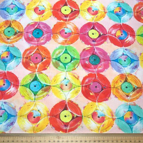 Three Wishes Rhythm and Hues Multicolour Records - 100% cotton fabric - Scale