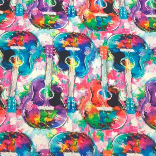 Three Wishes Rhythm and Hues Multicolour Acoustic Guitars - 100% cotton fabric - Close Up