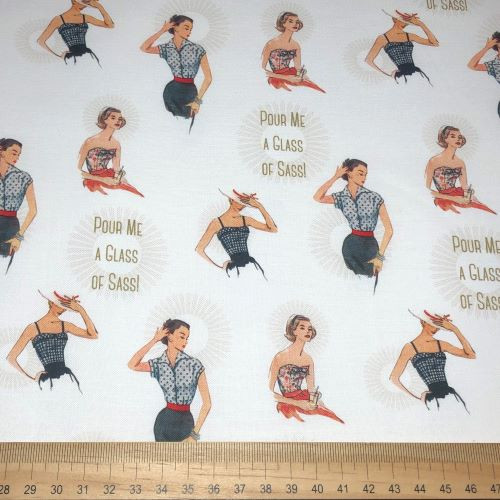 Craft Cotton Company & Simplicity Patterns - Pour Me A Glass Of Sass - Organic 100% cotton fabric - Scale
