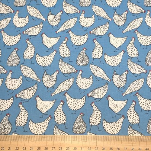 Rose and Hubble - 100% Cotton Poplin -  Chicken on Copen Scale