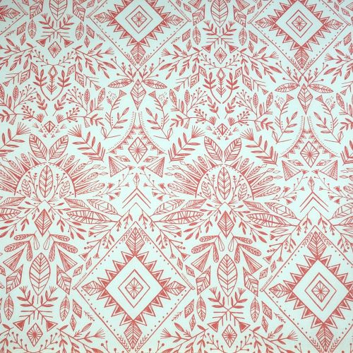 Dashwood Skogen - Red Geometric on white - 100% cotton fabric - Close Up