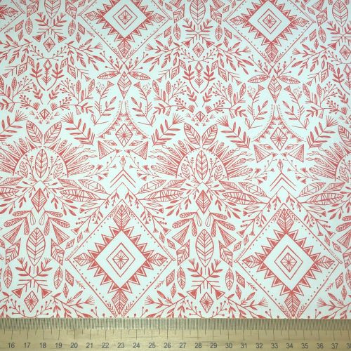 Dashwood Skogen - Red Geometric on white - 100% cotton fabric - Scale