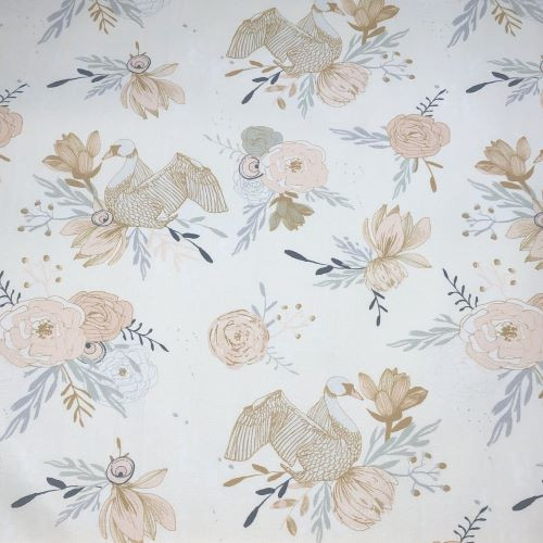 Dashwood New Beginnings - Swans on ivory - 100% cotton fabric - Close Up