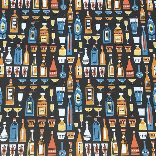 Michael Miller Mother's Little Helper Kitschy Cocktails - 100% cotton fabric - Close Up