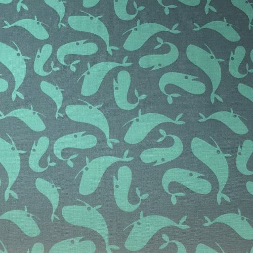 Riley Blake Ahoy Mermaids Whales Ocean - 100% cotton fabric - Close Up